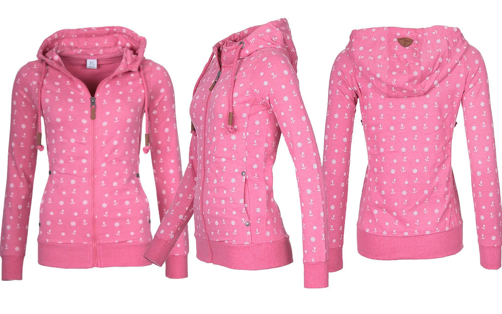 Women's Printed Zip Up Hooded Sweatshirt with Fleece Lining - Image 23