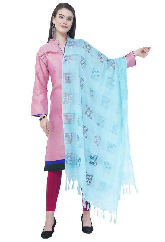 Navy Blue Window Print Cotton Dupatta - Soft Breathable Fabric