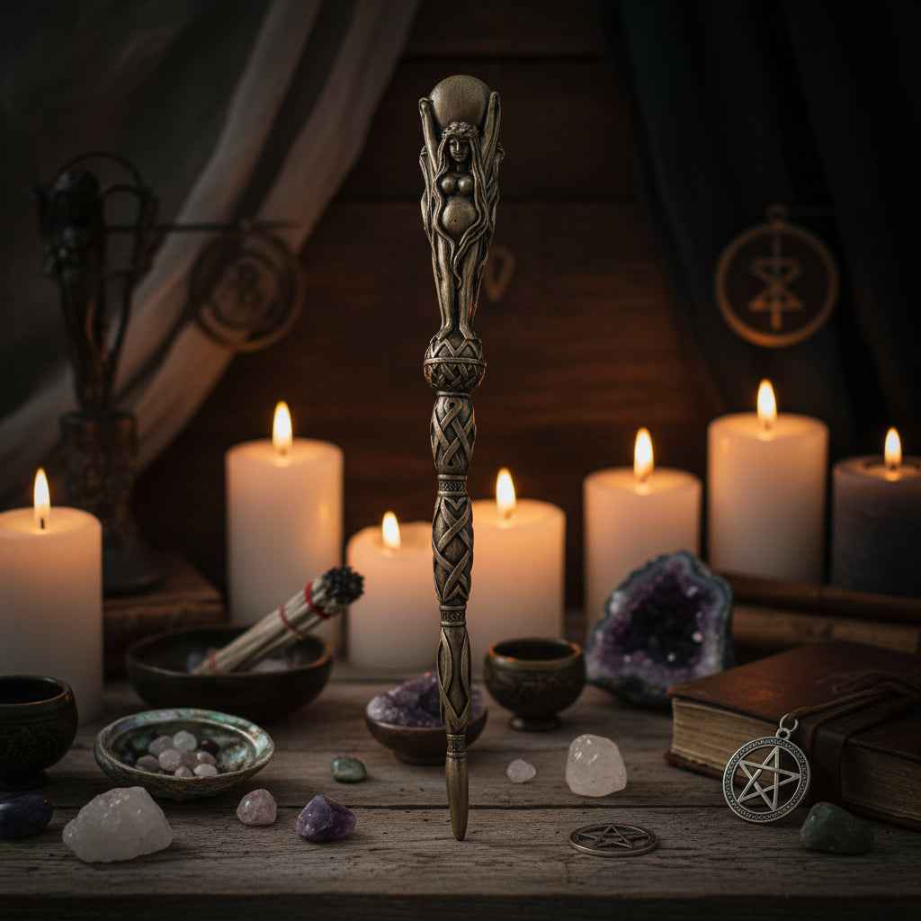 14 Inch Triple Goddess Wand for Spiritual Healing and Energy Balance