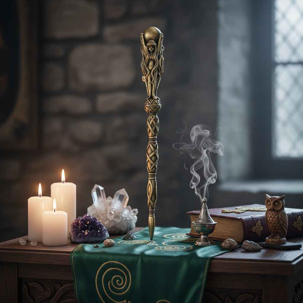14 Inch Triple Goddess Wand for Spiritual Healing and Energy Balance