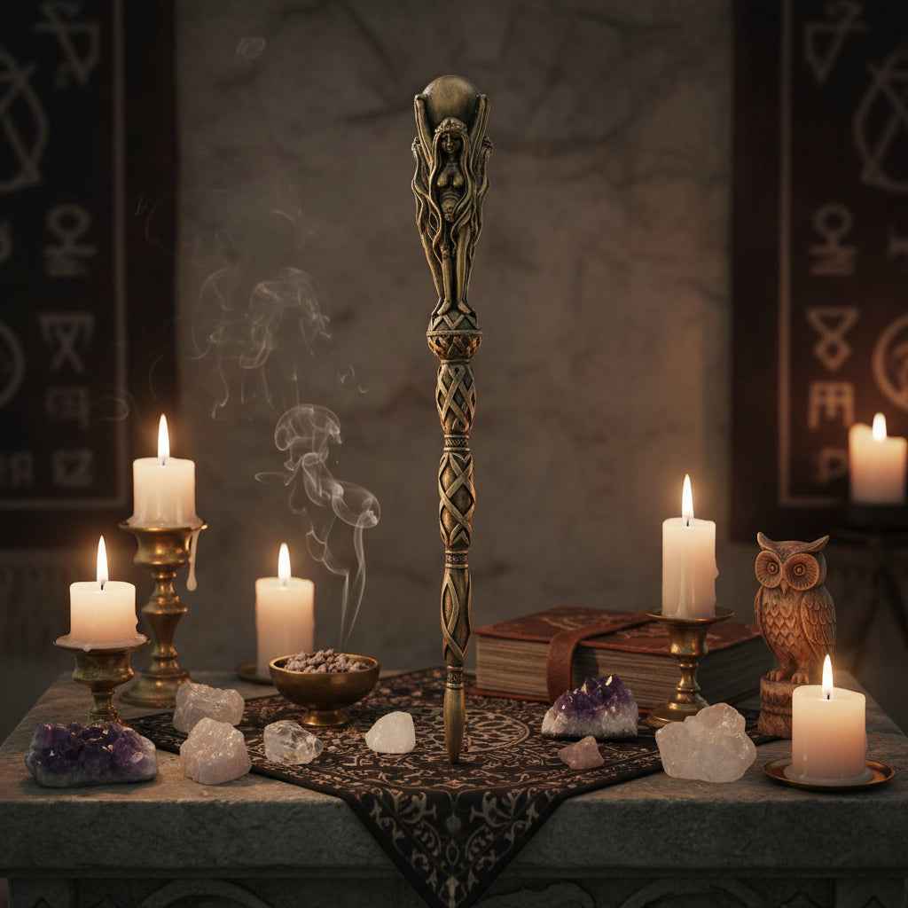 14 Inch Triple Goddess Wand for Spiritual Healing and Energy Balance