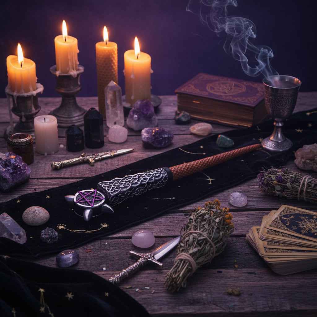 14 Inch Mystical Wand with Triple Moon Design