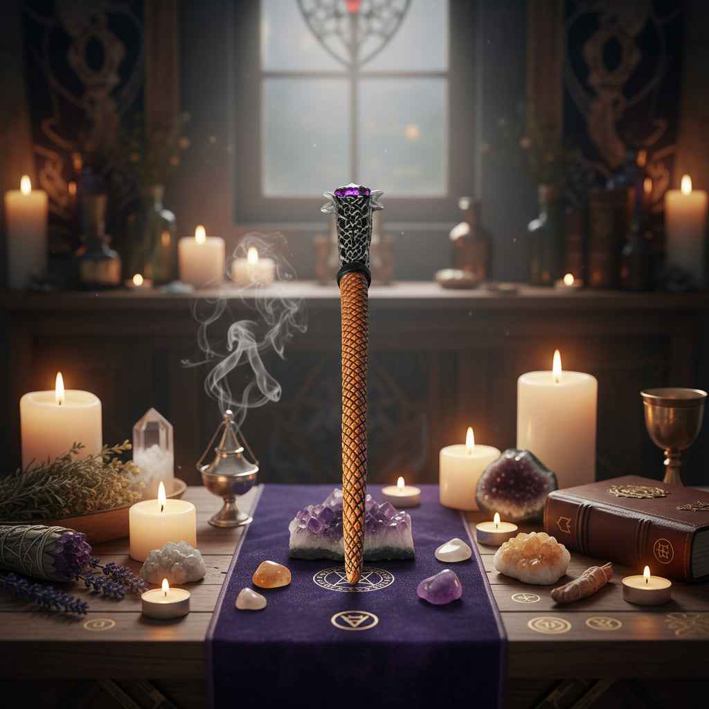 14 Inch Mystical Wand with Triple Moon Design