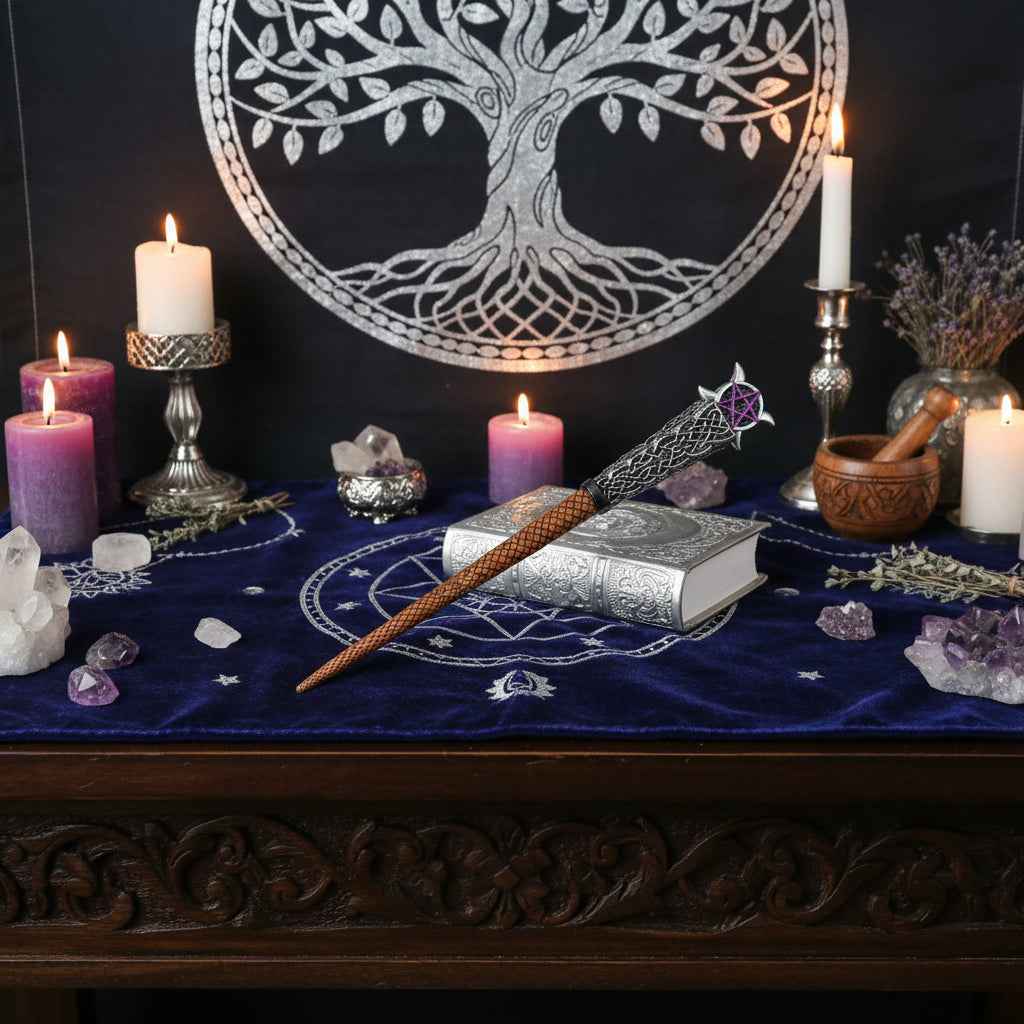 14 Inch Mystical Wand with Triple Moon Design