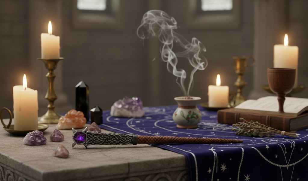 14 Inch Mystical Wand with Triple Moon Design