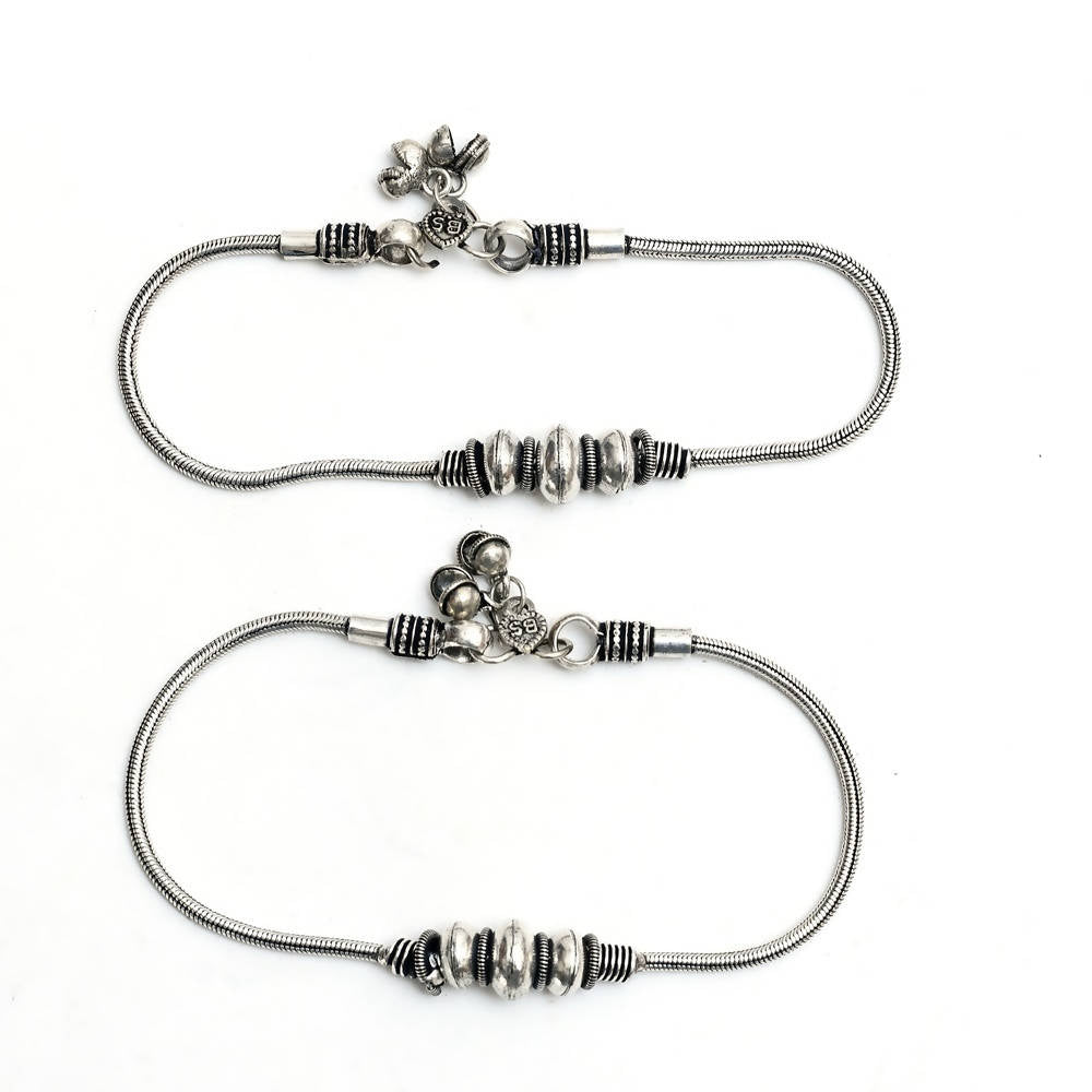 Oxidised Silver Party Wear Anklet for Festive Occasions