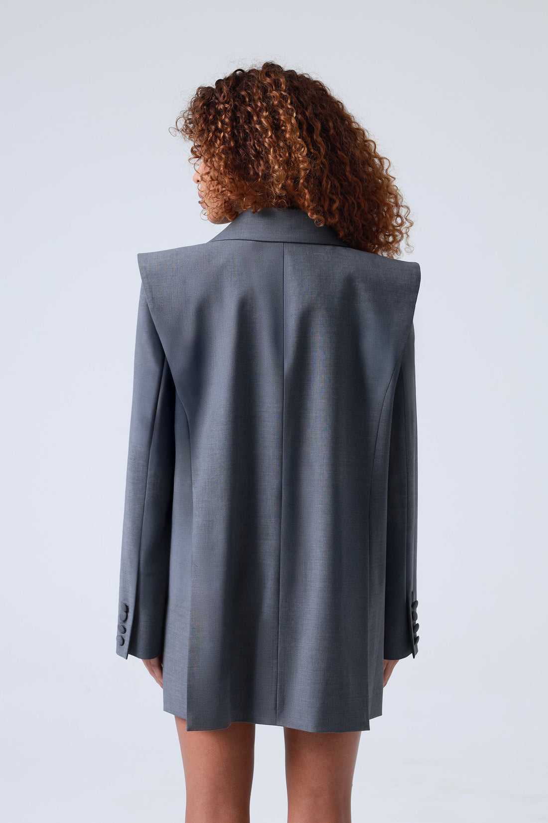 Grey Double-Breasted Virgin Wool Blazer | Sophia Blazer