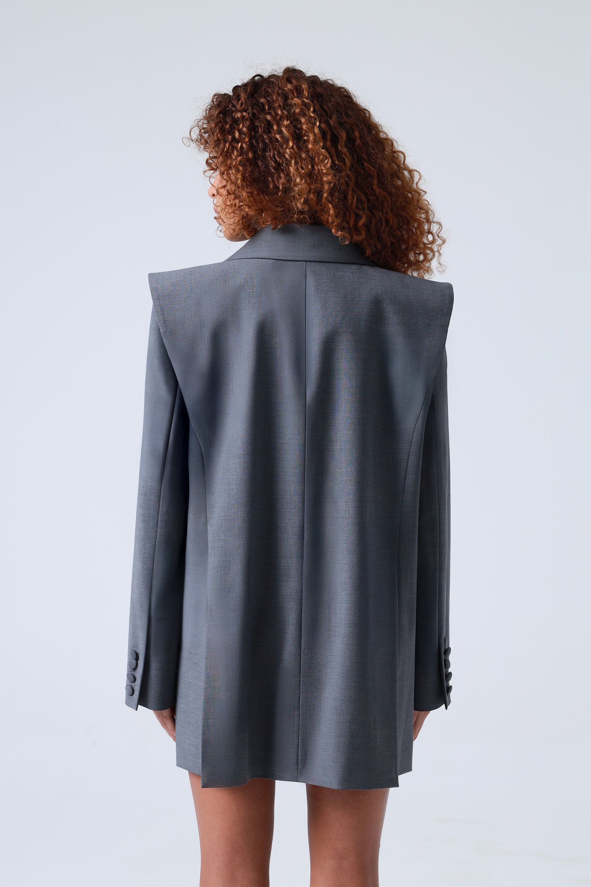 Grey Double-Breasted Virgin Wool Blazer | Sophia Blazer