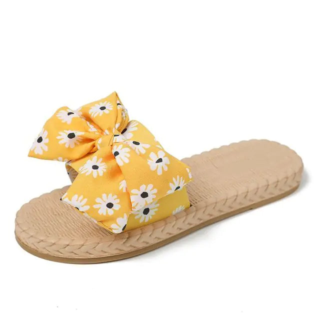 Women's Floral Bow Slip-On Flat Beach Sandals - Image 28
