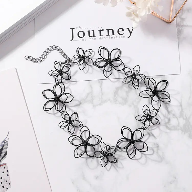 Floral Choker Necklace for Women - Short Neck Chain