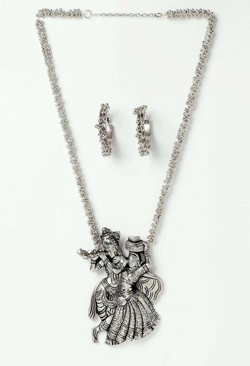 Radha Kishan Oxidised Silver-Plated Long Necklace Set
