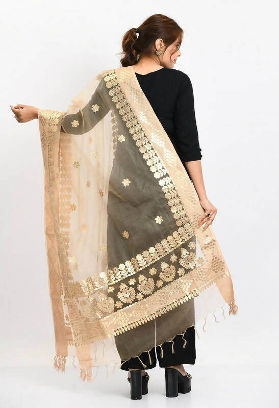 Golden Organza Gotta Patti Bridal Dupatta for Women