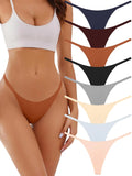 Seamless G-string Thongs for Women - No Show Thong Underwear Stretch Breathable Low Rise Panties 8 Pack Medium A-8 Pack 8 Colors
