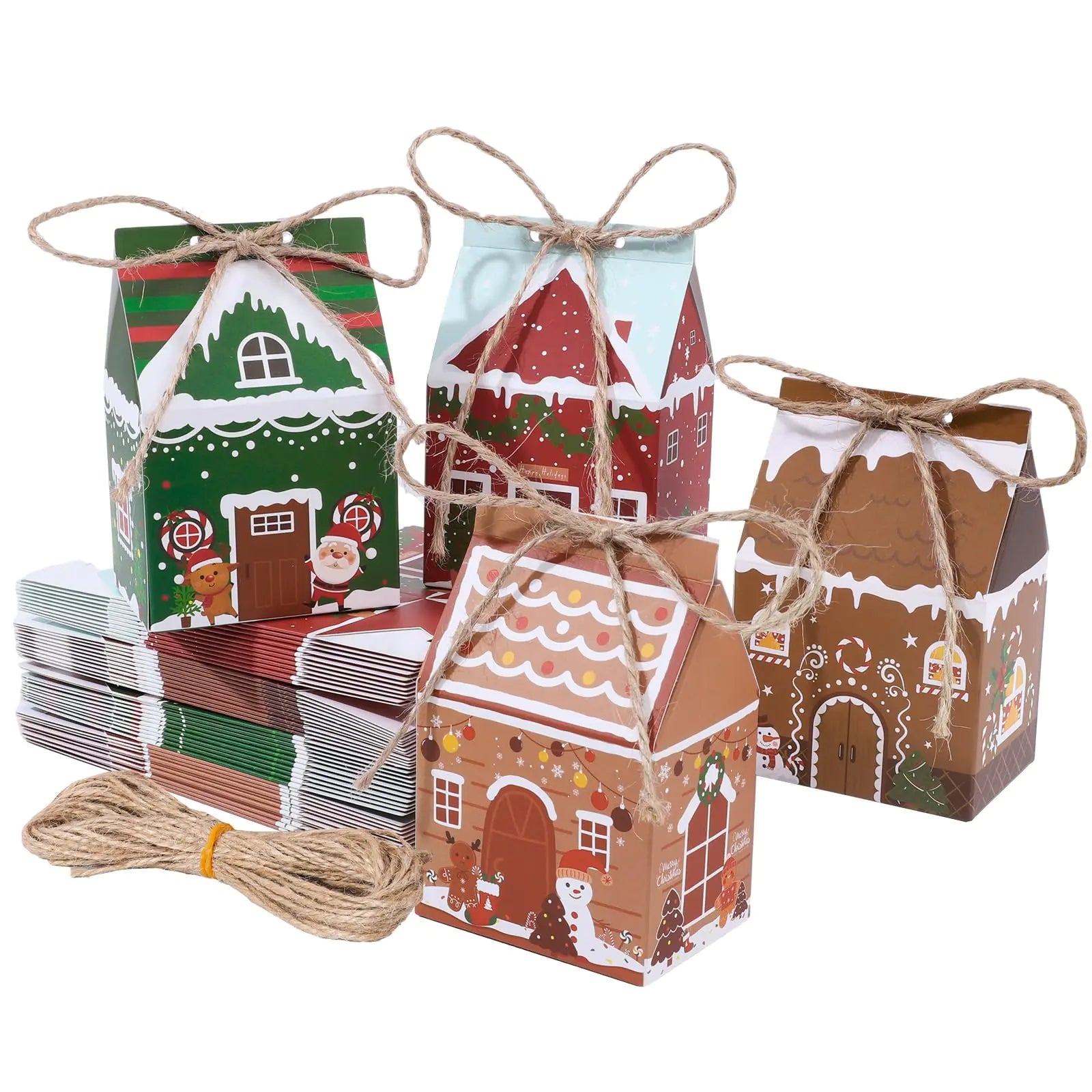 woric 24 Pieces Mini Christmas Party Favor Boxes Treat Boxes Small Christmas Gift Boxes for Advent Calendar Xmas Candy Treats Cookies Stocking Stuffers
