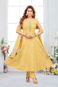 Joban Fashion Jacquard Yellow Color Kurta Set