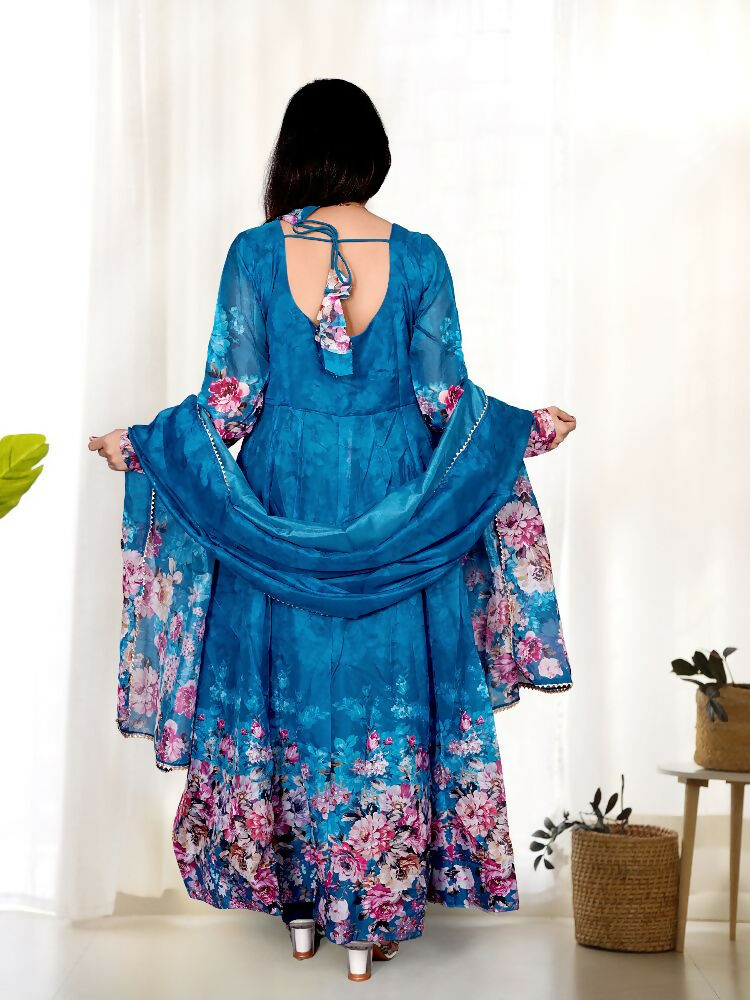 Rama Organza Kurta Set with Sequin Embroidery Work