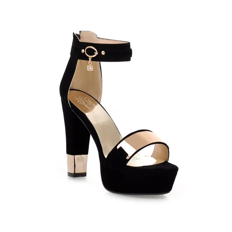 Women's Suede Platform High Heels with Metallic Ankle Strap - Image 33