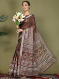 Simple and elegant brown cotton saree suitable for daily wear