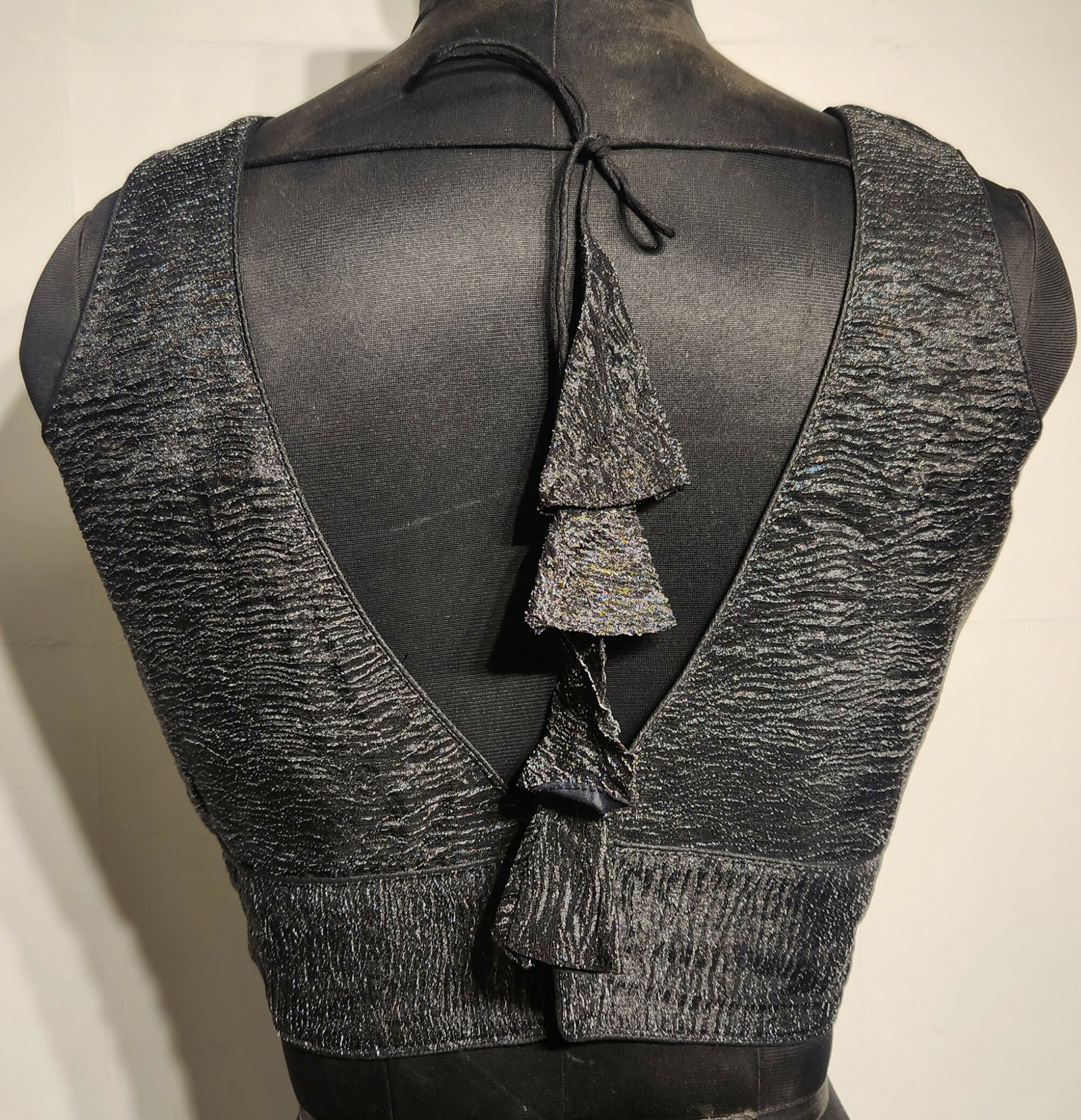 Black Crush Tissue V-Neck Readymade Blouse