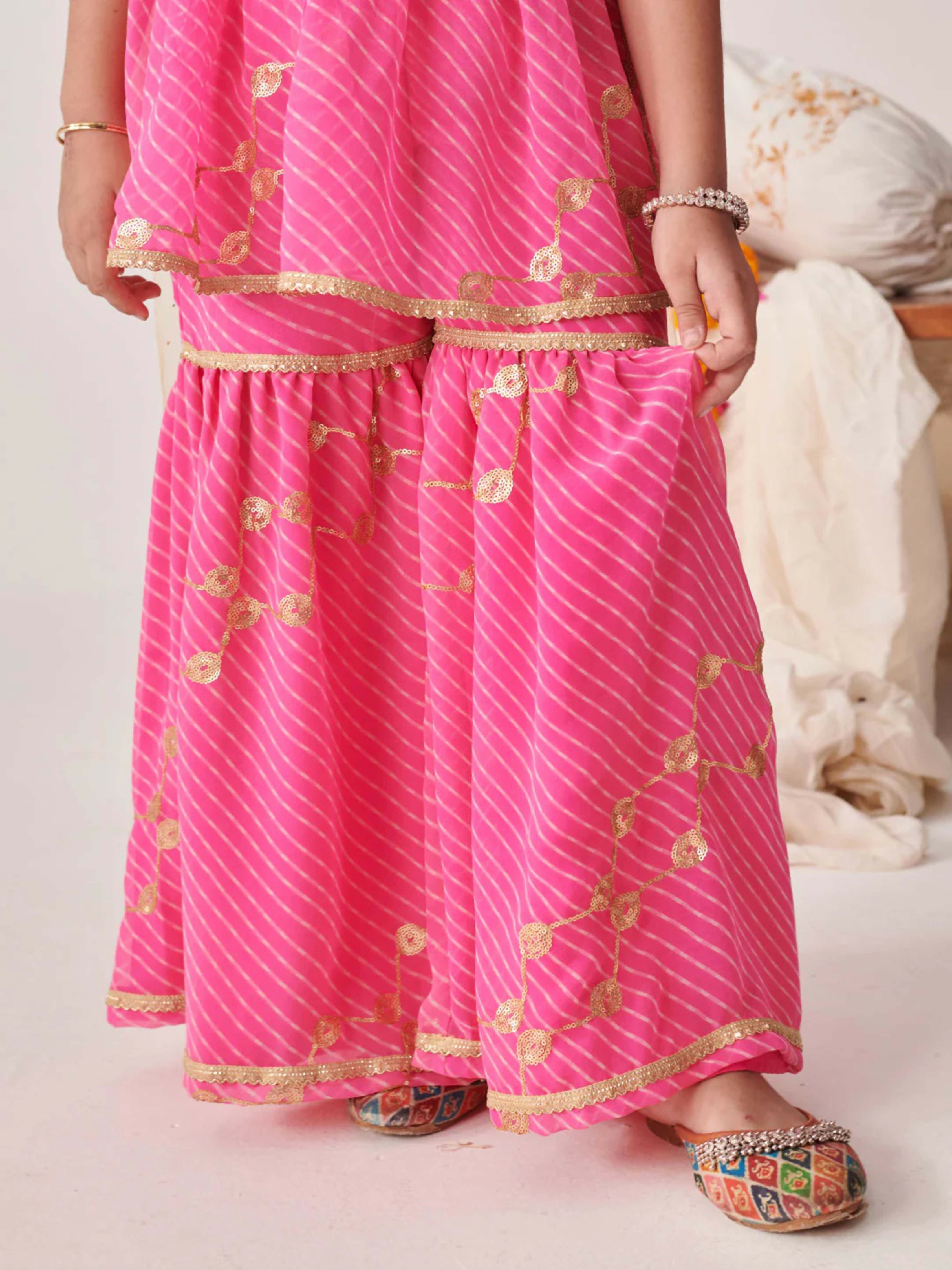 Girl's Pink Georgette Sharara Set for Special Occasions