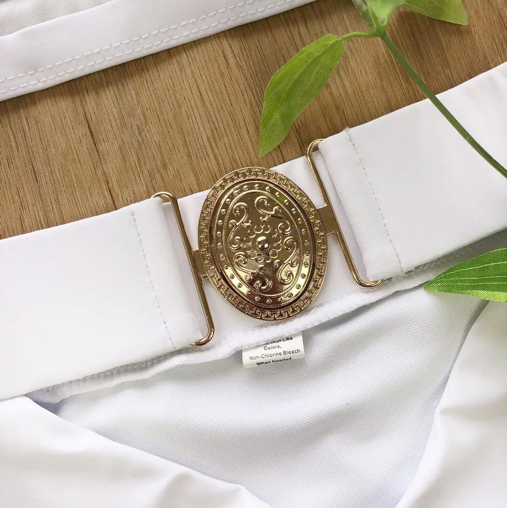 Chic Metal Buckle Strapless Bikini Swimsuit for Women