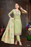 Shimmer green 3-piece kurta set with dupatta