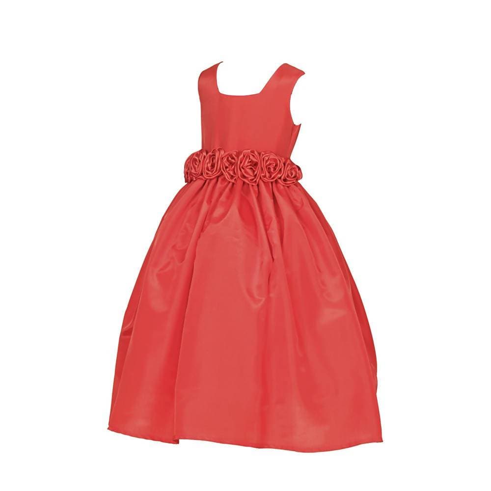 Baby Girl Red Satin Maxi Dress - Elegant Full Length Party Wear
