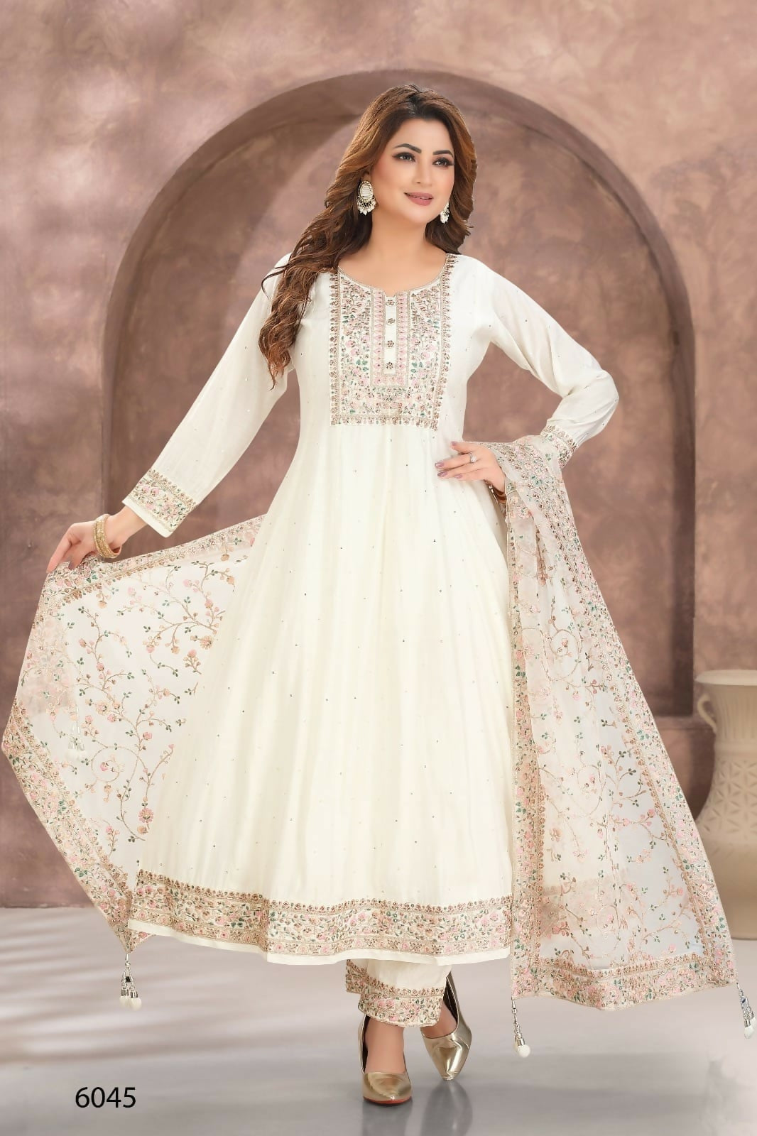 Joban Fashion Chanderi Cream Color Kurta Set