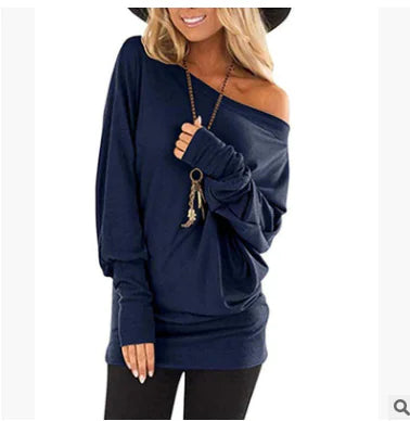 Women's Burgundy Off-Shoulder Long Sleeve Soft Knit T-Shirt - Image 6