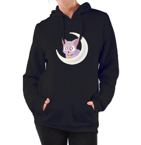 Women's Hooded Sweatshirt with Cute Cat Design