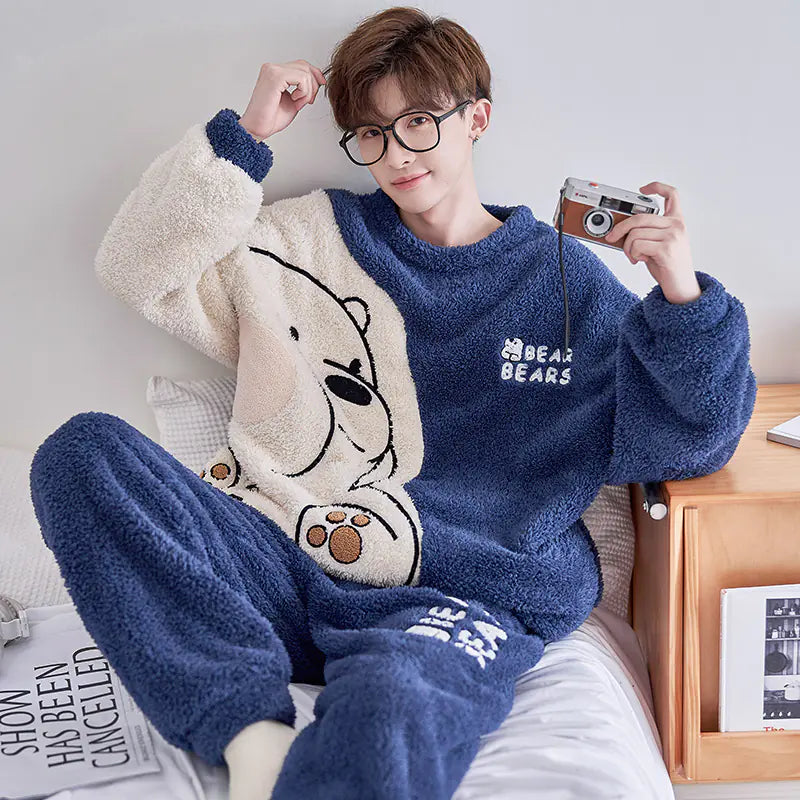 Men's Thickened Plush Winter Home Suit for Autumn/Winter