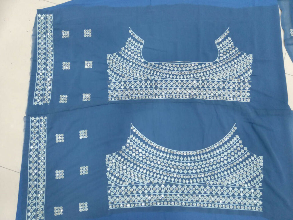 Blue Faux Georgette Lehenga Choli with 3MM Sequin Embroidery