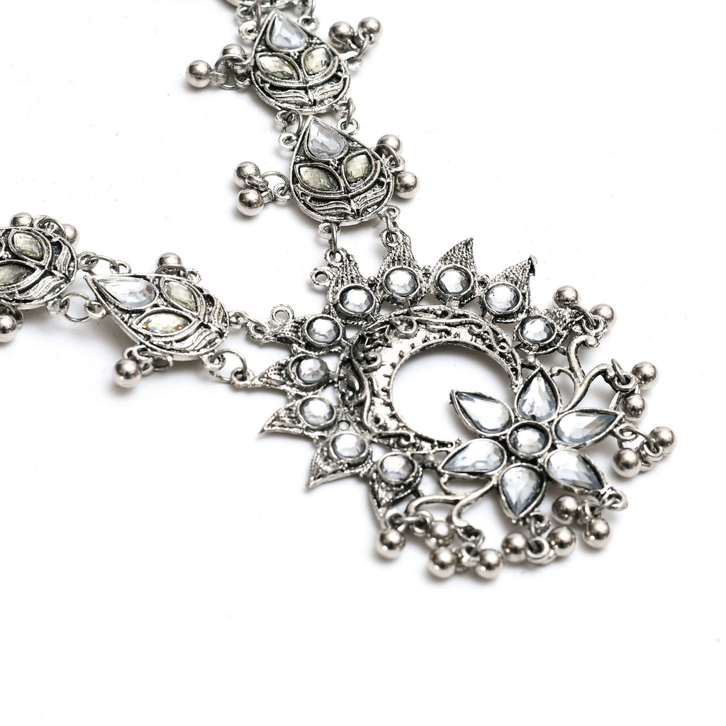 Oxidised Silver-Plated Brass Finish Rani Haar Necklace