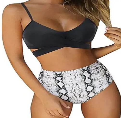 Women's High Waisted Cross-Front Bikini Set Two-Piece Swimsuit - Image 7
