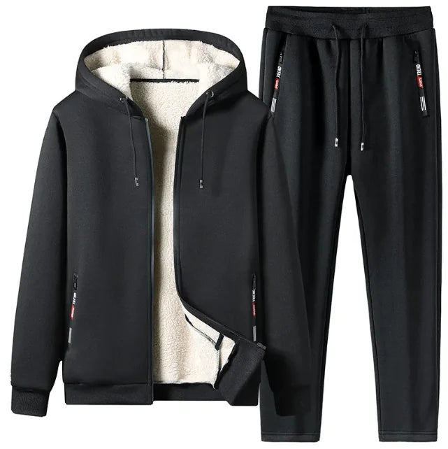 Men's Winter Plush Fleece Jacket & Jogger Set