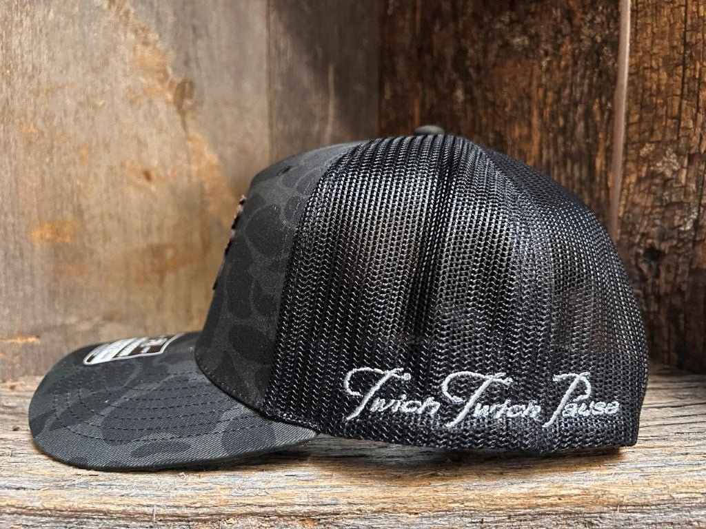 Sable Duck Camo Leather Logo Trucker Hat