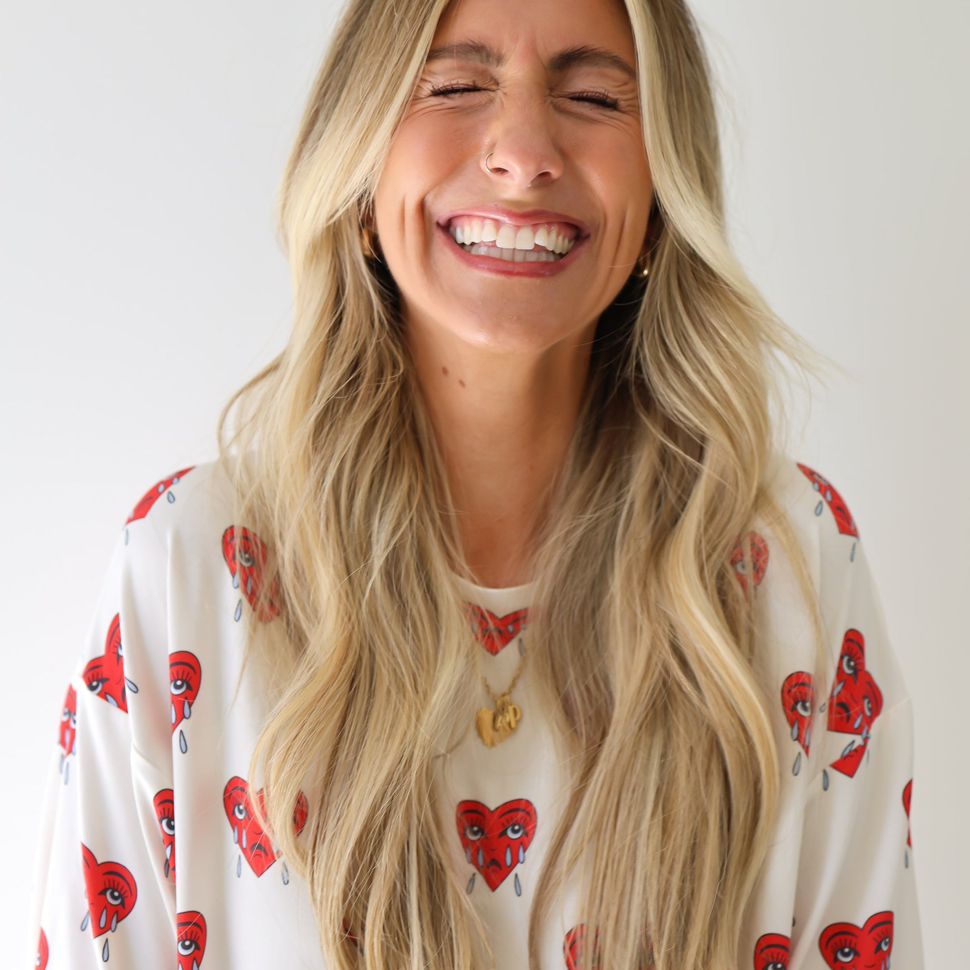 Women's Short Sleeve Bamboo Pajama Set in Sad Girl Print - Image 7