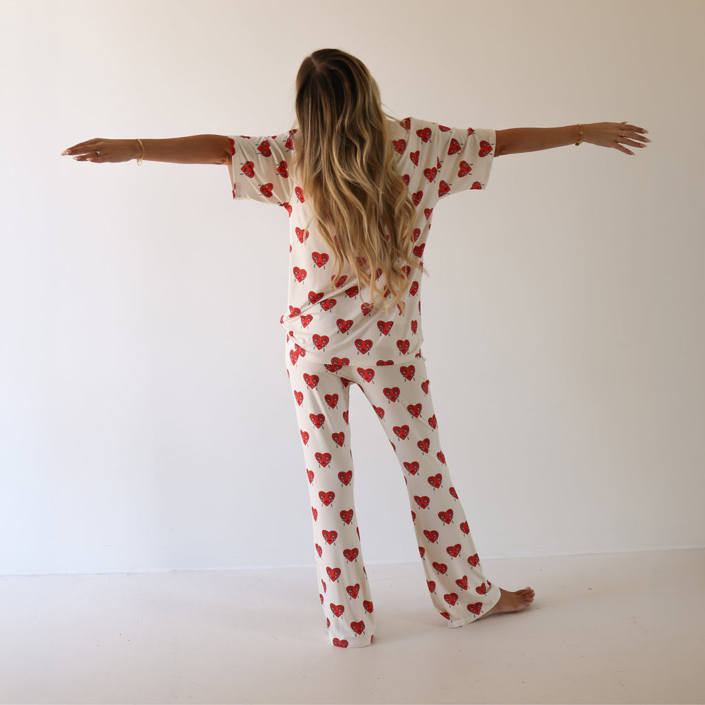 Women's Short Sleeve Bamboo Pajama Set in Sad Girl Print - Image 3