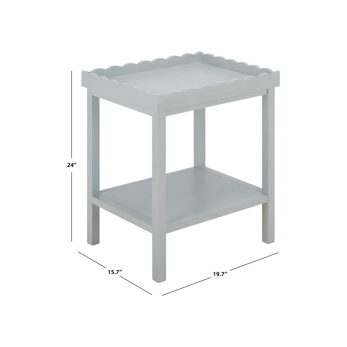 Hallie Scalloped Side Table in Blue Mist