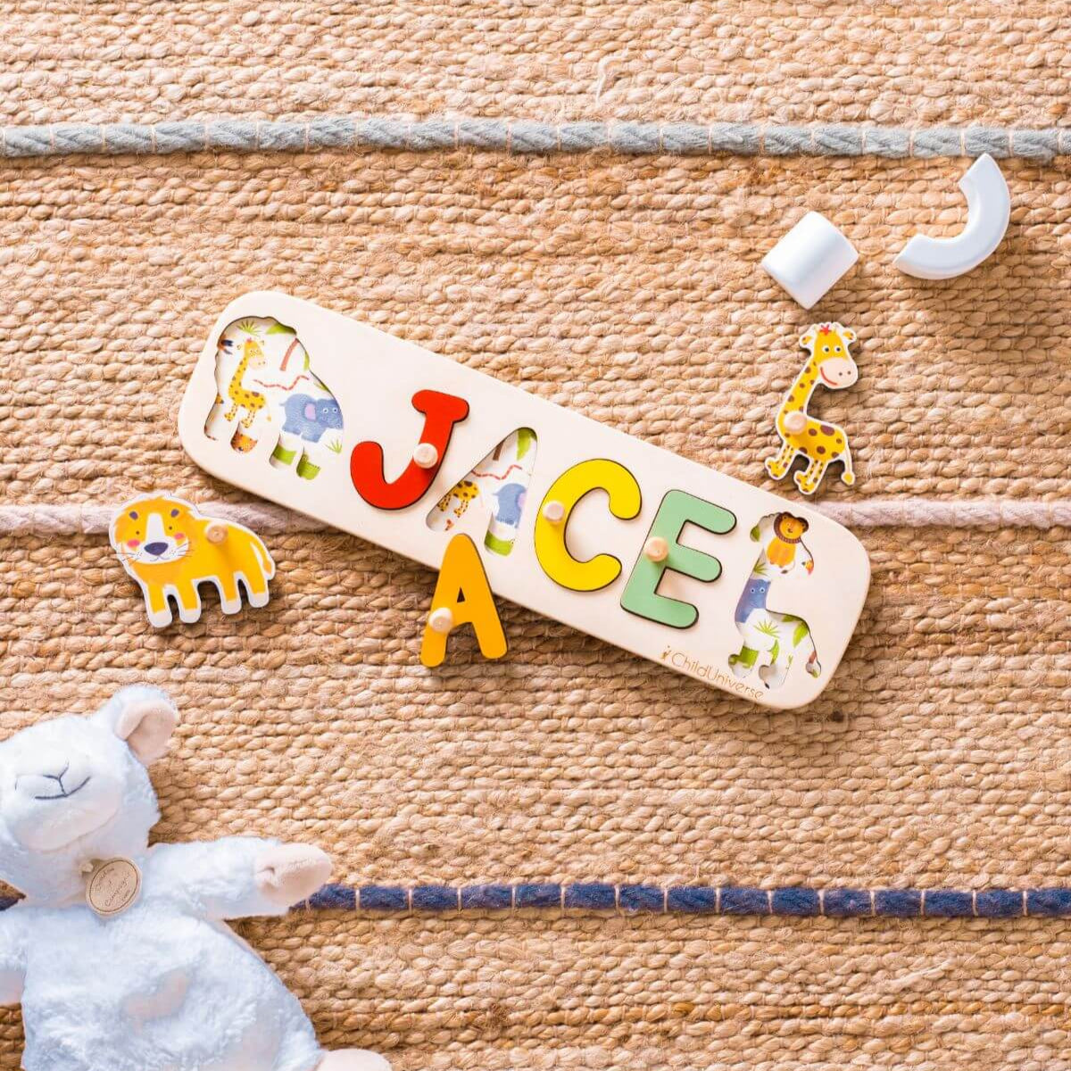 Personalized Safari Name Puzzle Wooden Montessori Learning Toy