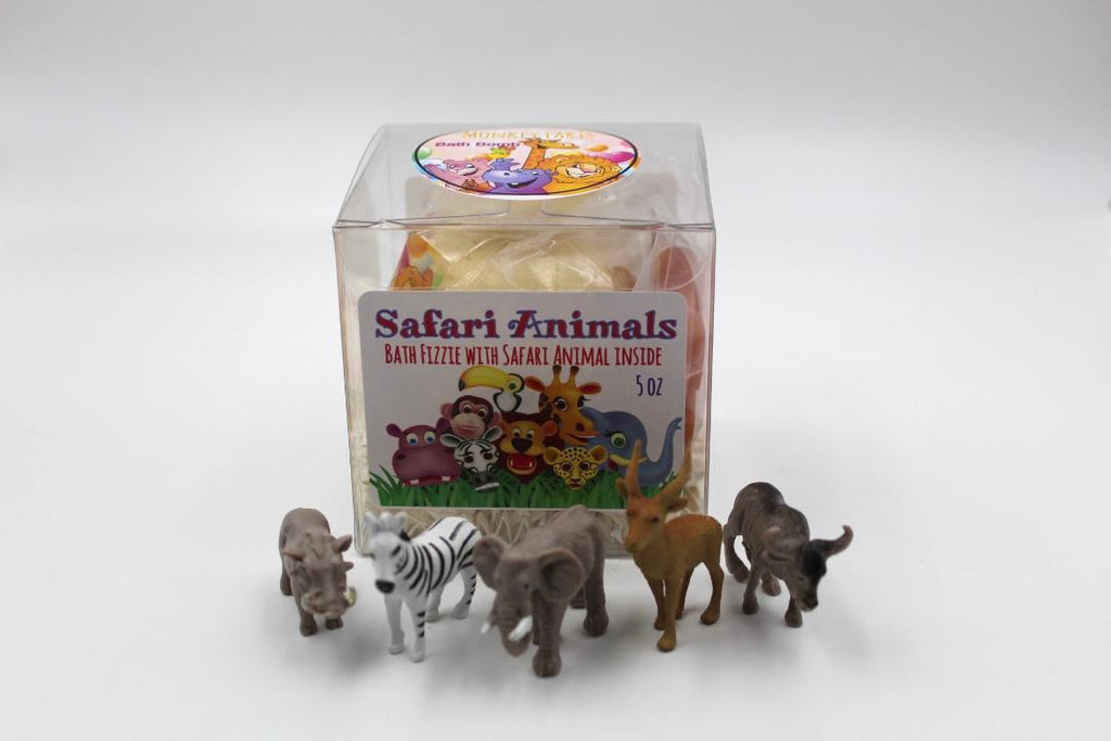 KIDS BATH Bomb with SAFARI Animal toy inside - Extra Large 8-9 oz, colorful, moisturizing