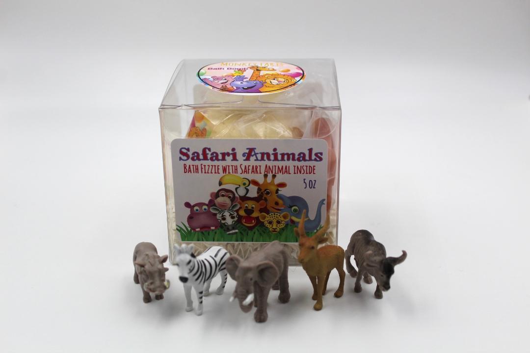 KIDS BATH Bomb with SAFARI Animal toy inside - Extra Large 8-9 oz, colorful, moisturizing