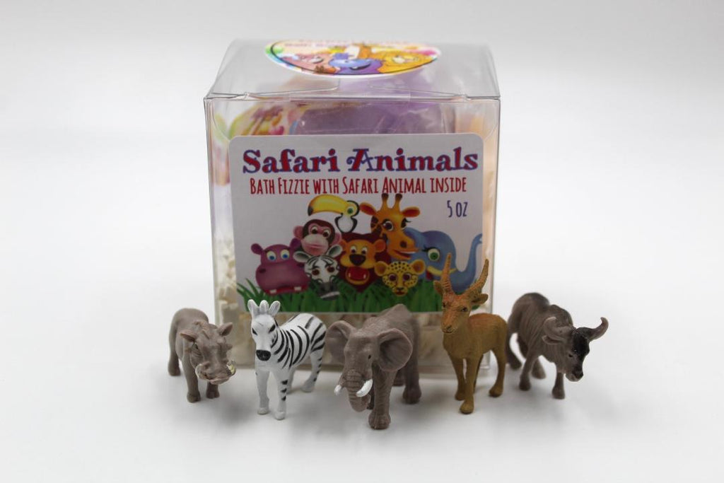 KIDS BATH Bomb with SAFARI Animal toy inside - Extra Large 8-9 oz, colorful, moisturizing