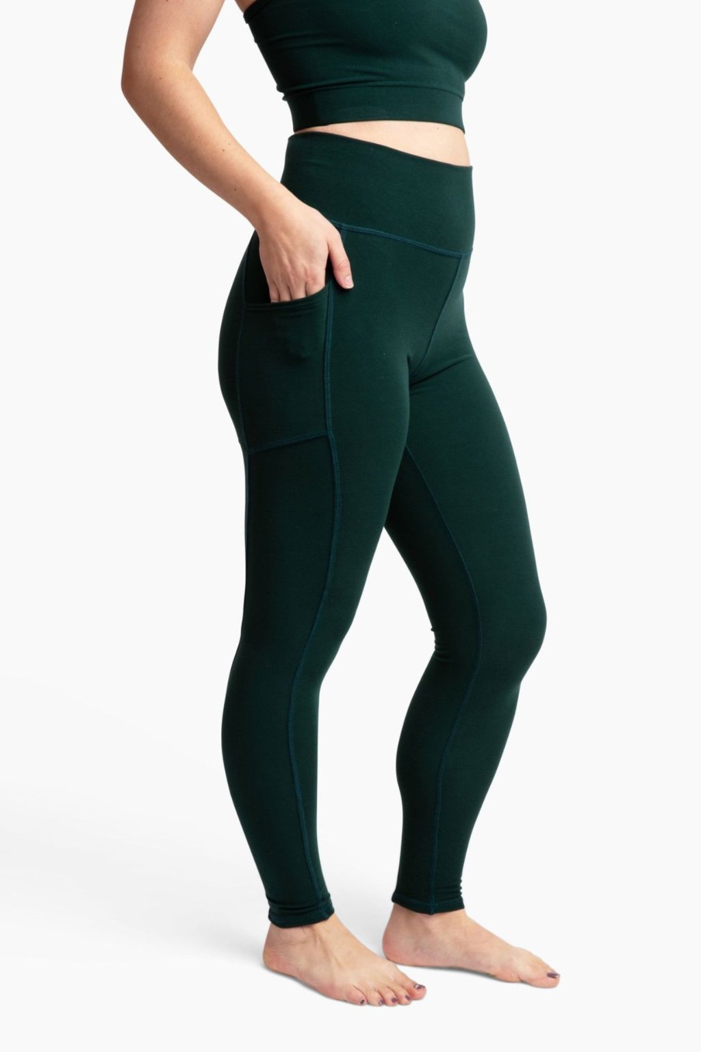 High-Rise Plant-Based Pocket Leggings for Yoga and Everyday Wear