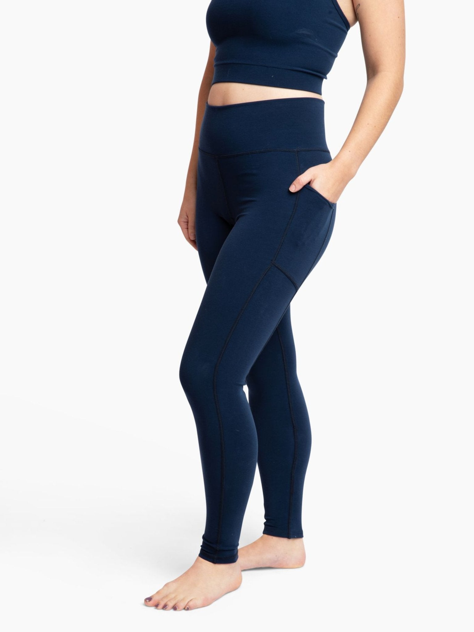 High-Rise Plant-Based Pocket Leggings for Yoga and Everyday Wear