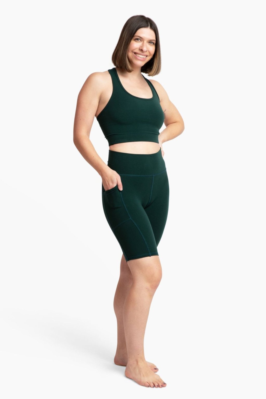 Women's High-Rise Pocket Bike Shorts in Sustainable Plant Fabric