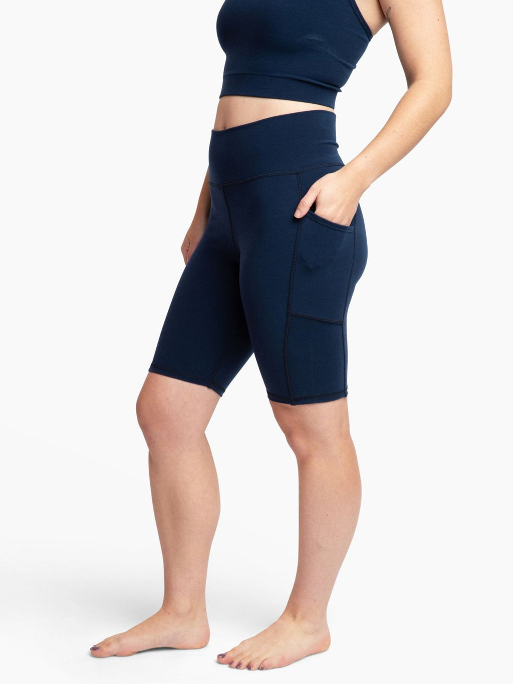 Women's High-Rise Pocket Bike Shorts in Sustainable Plant Fabric