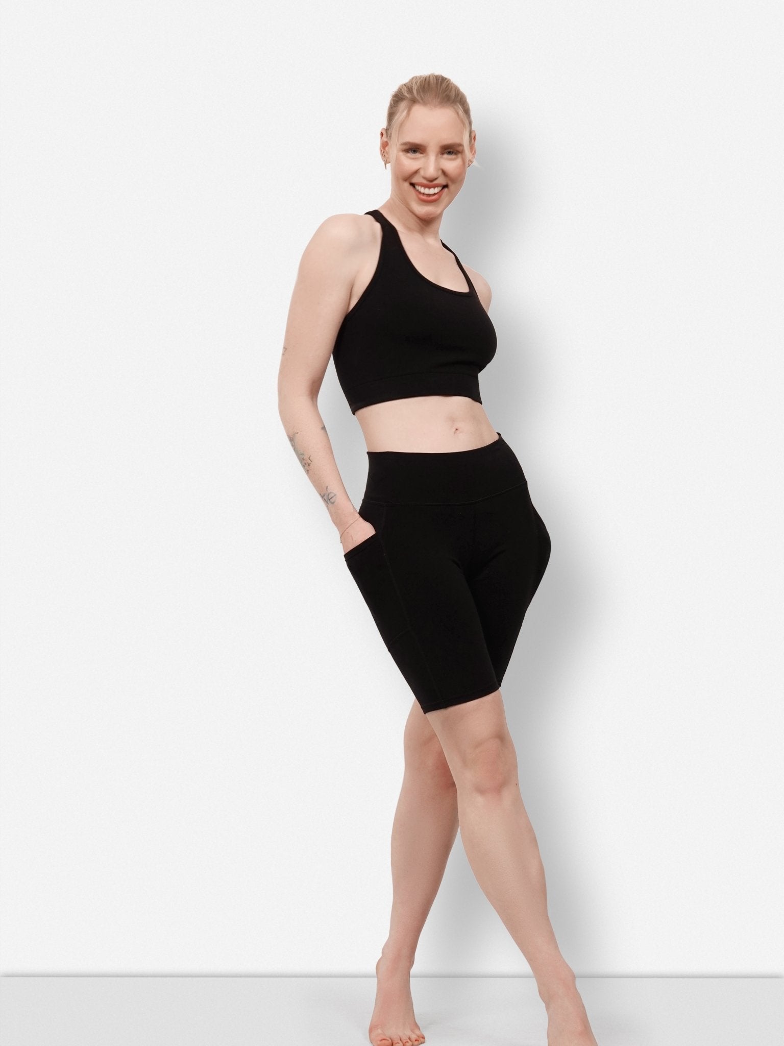 Women's High-Rise Pocket Bike Shorts in Sustainable Plant Fabric