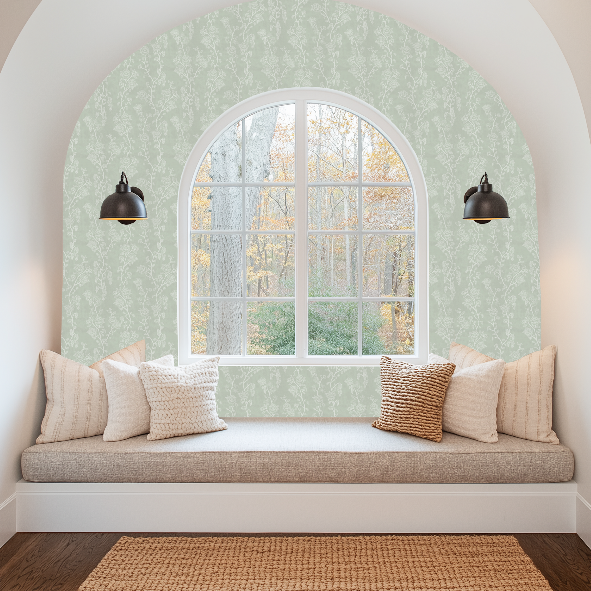 Marina Floral Removable Wallpaper in Sage-Green and Blush-Pink