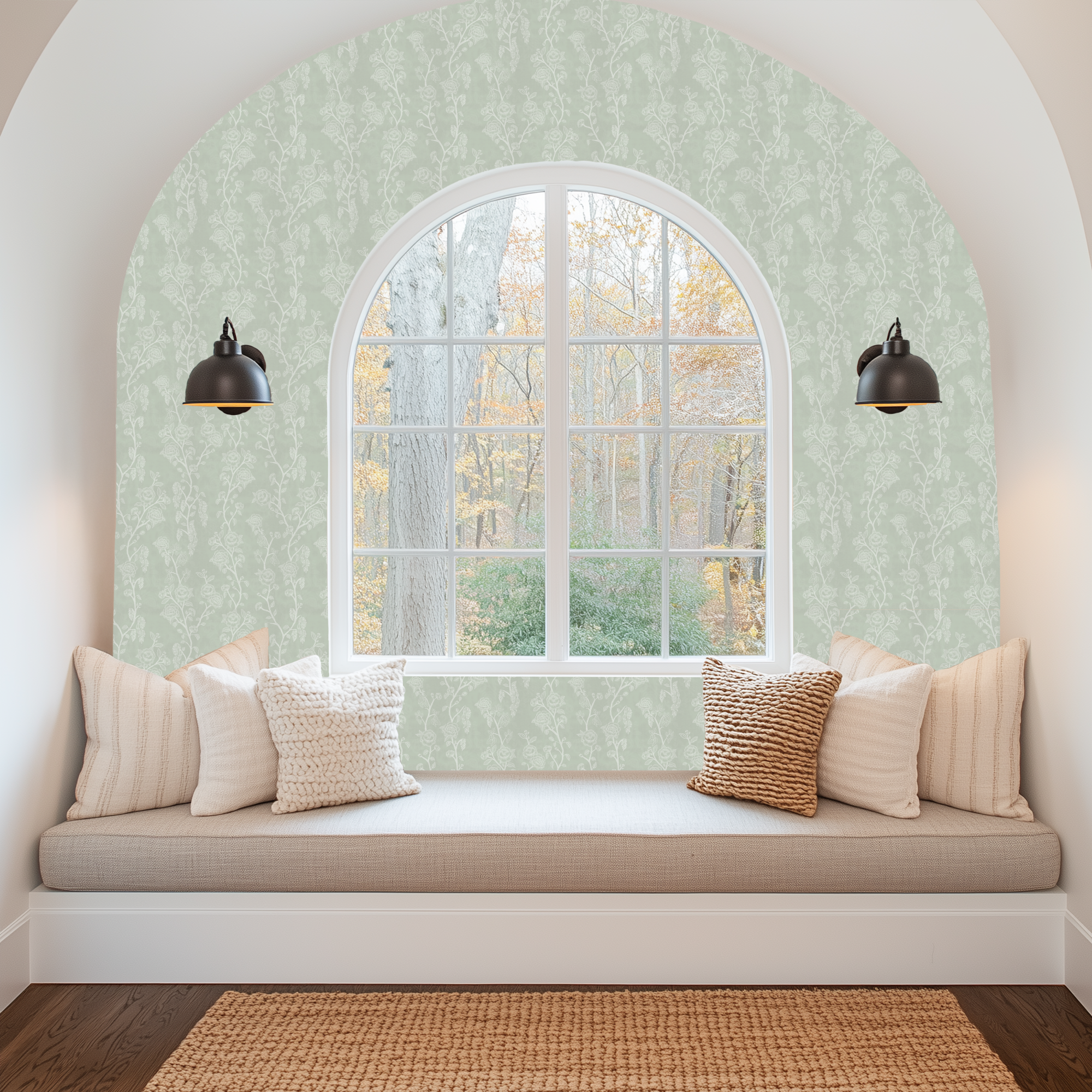 Marina Floral Removable Wallpaper in Sage-Green and Blush-Pink